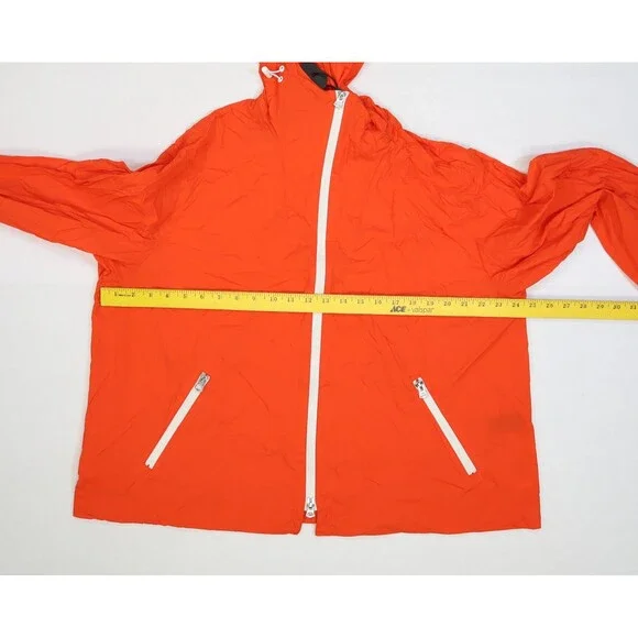 Rag & Bone Penn Windbreaker Jacket Mens Large Orange Hooded Nylon Rain - Picture 5 of 12